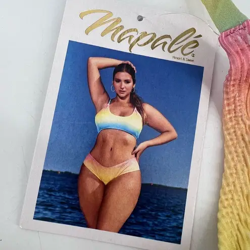 NWT Mapale Dreamy Pastel Ribbed Bikini Swimwear Miami Sunset Ombre Size 1X/2X Yellow - Image 4
