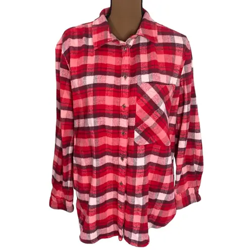 Aerie  Lumberjane red lofty plush plaid flannel overshirt size M - Image 2