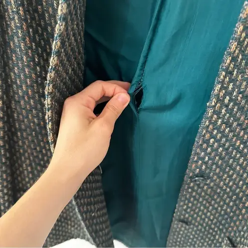 Vintage Chester Weinberg Green Multicolor Woven Stitch Double Breasted Blazer Size 12
