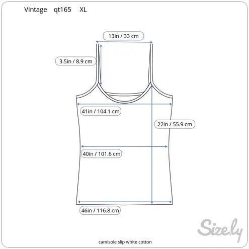 camisole slip white cotton sheer lace at bust Size XL