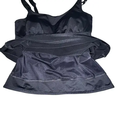 Lands End Black Tummy Control Square Neck Tankini SWIM TOP Size 10 DDD 522667 Black