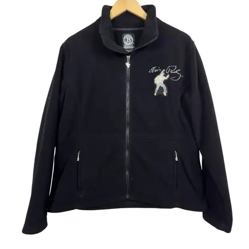 The Bradford Exchange Elvis Presley Black Fleece Zip Up Jacket Women's Large