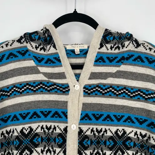 Tea N Rose Womens Gorpcore Aztec Long Sleeve Button Down Classic Cardigan Large