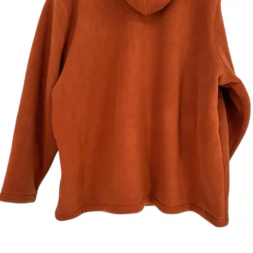 Denim & Co. Rust Zip Front Fleece Jacket with Hood and Sherpa Lining size 3X Orange