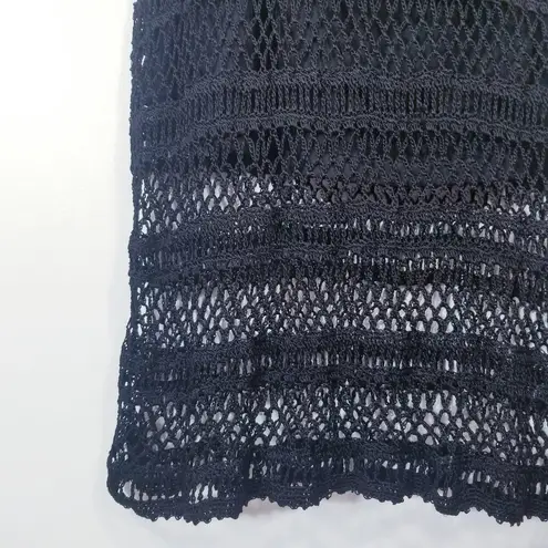 Emma James Black Crochet Knit Midi Skirt