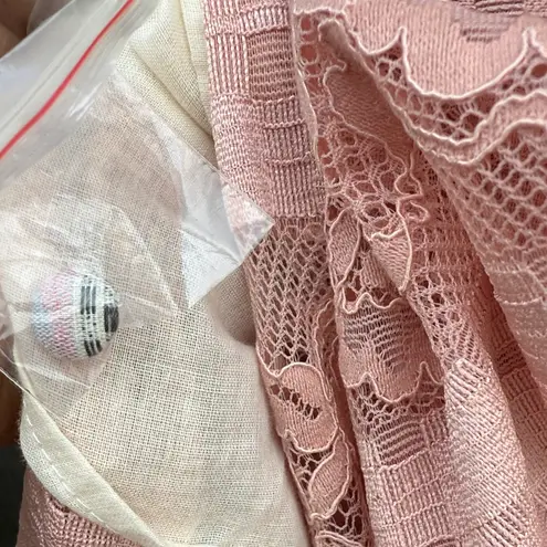 Tassels N Lace Elegant Asymmetrical Pink Dress Lace Gingham Embroidered Trim and Top Size Sm