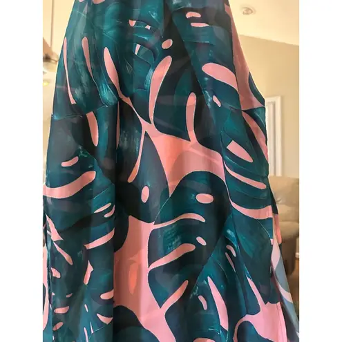 Mumu Mini Dress XS Green Pink Leaf Print