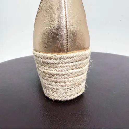 ABEO Light Metallic Gold Metatarsal Riviera Ankle Wedge Espadrille Sandal 7 Neut