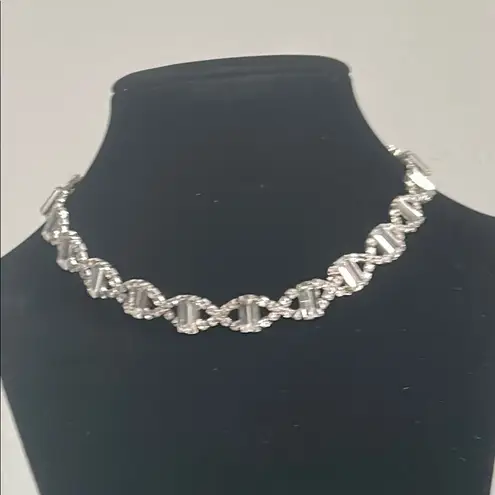 Wedding Bridal Prom Formal Silver and Rhinestone Crystal Choker Necklace