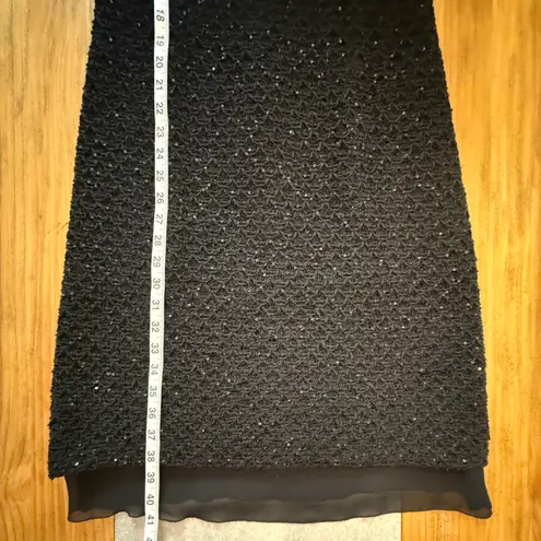 St. John Evening Couture Black Sequined Lace Sleeveless Sheath Dress Size 6