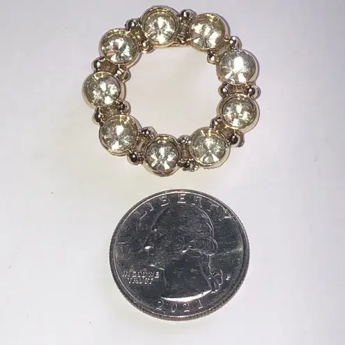 Elegant Gold Tone Crystal Round Vintage Boho Brooch