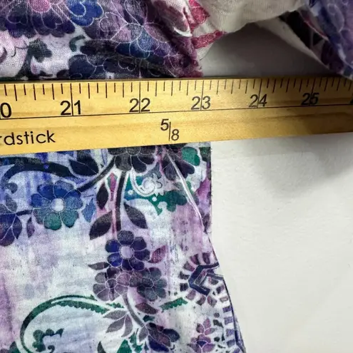 One World Top Womens XL Purple Geometric Floral Burnout Indie Boho Whimsigoth