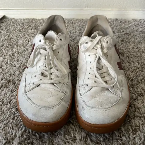 VEJA V-12 Leather Open White With Red Sneakers Women’s Size 10