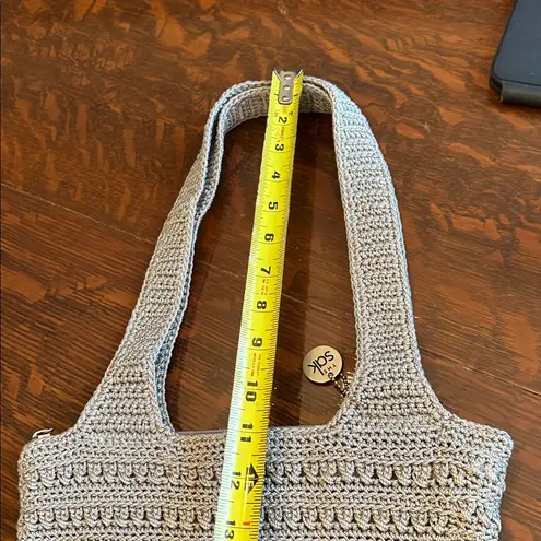 The Sak Woven Top ZIp closure Crotchet Bag cream