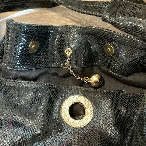 Vintage Charles Jourdan snake skin large hobo Black