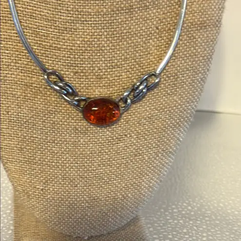 Honey Amber 925 Sterling Silver Women's Necklace