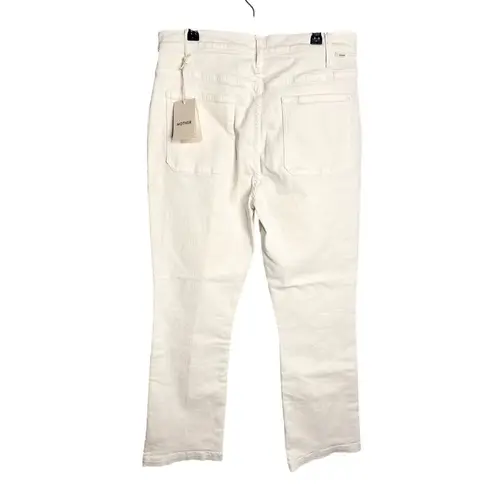 NWT Mother The Hustler Patch Pocket Flood Jean in Cream Puff White Size 32