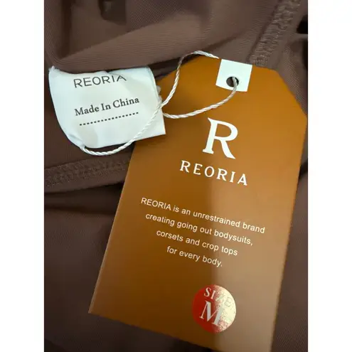 NEW Reoria Women's Brown Halter Sleeveless Plunging One Piece Bodysuit Top Sz M Size M