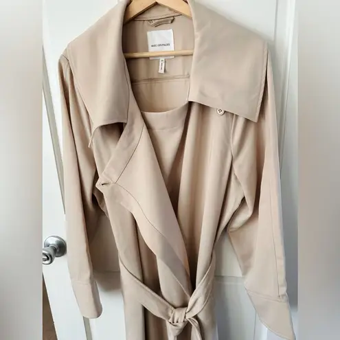 Avec Les Filles Tan Trench Coat Lightweight Drape Belted Jacket Size 2X