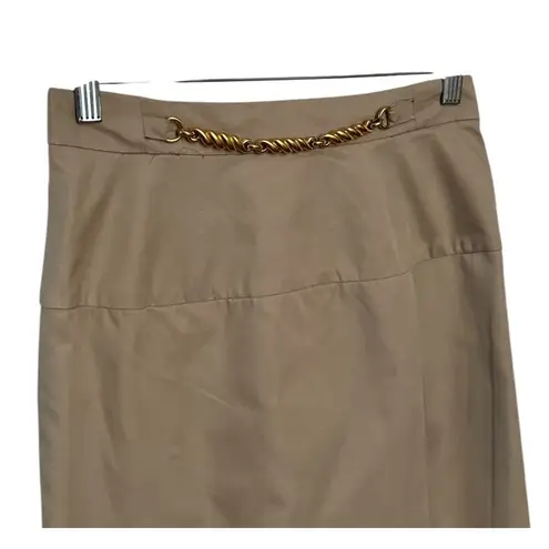 CELINE Paris Khaki pencil skirt with gold embellishments size 36 small