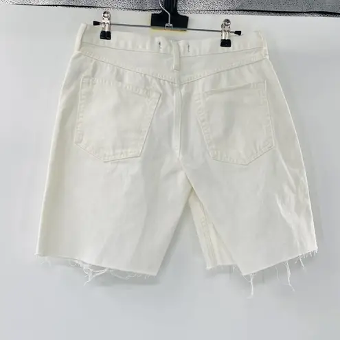 Free People  Mid Rise Boyfriend Distressed Bermuda Shorts in White Sz 25 NWT