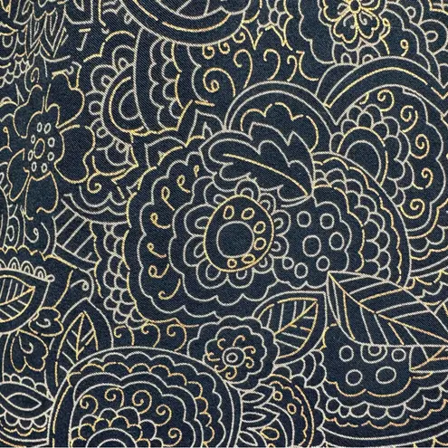 Briggs New York Vintage 90s Long Straight Black Skirt with Brown Boho Mandala Flowers Briggs NY