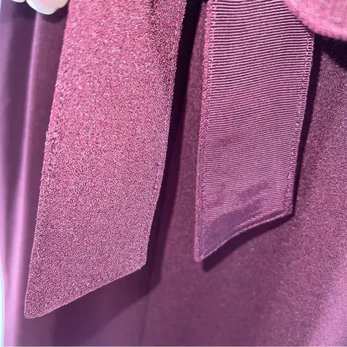 Eliza J Deep Burgundy Sheath Midi V-Neck Dress w/Reversible Fabric Belt-Size 0