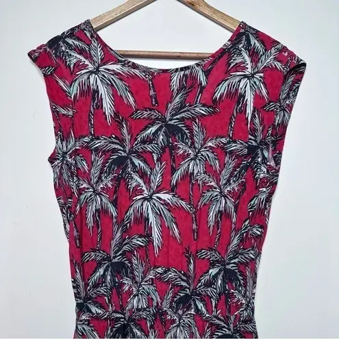 Chevignon Red Tropical Palm Tree Cap Sleeve Mini Dress Size 8