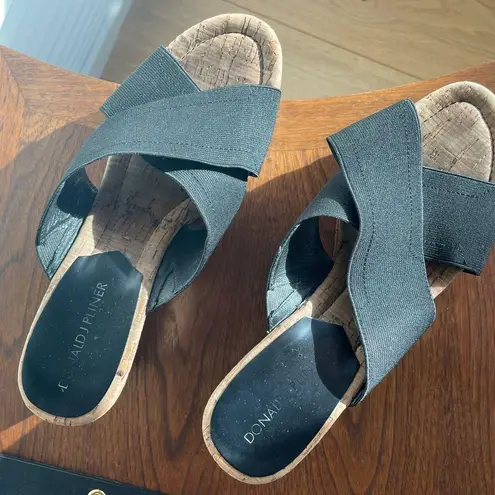 Black Strappy Cork Wedge Sandals Size 8