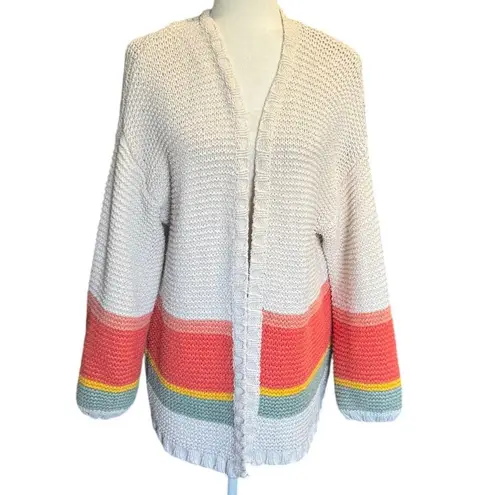 Marine layer Karolina Cardigan 3-Gauge Knit, Bubble Sleeves, Retro Stripe (S)
