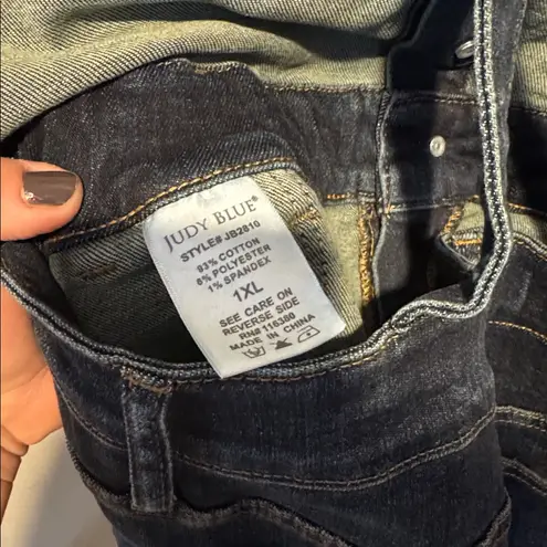 Judy Blue dress overalls Dark Blue Denim jeans stretch NEW raw hem