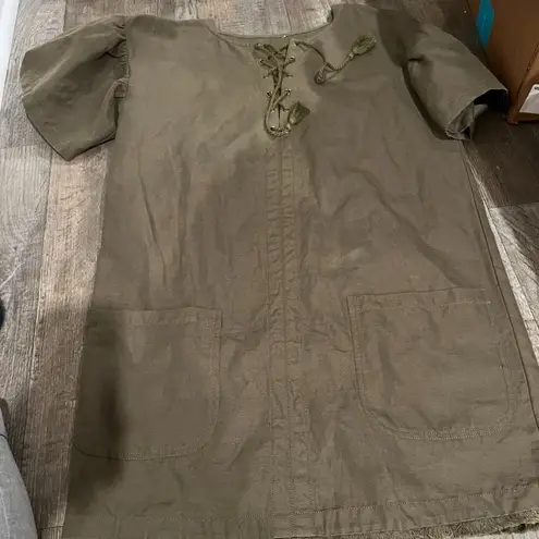 Ulla Johnson Marcelle Olive Cotton Twill Tunic Ruffle Dress 2