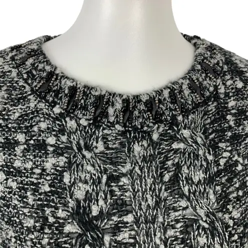 Alberto Makali  Charcoal Black White Knit Sweater Poncho Medium