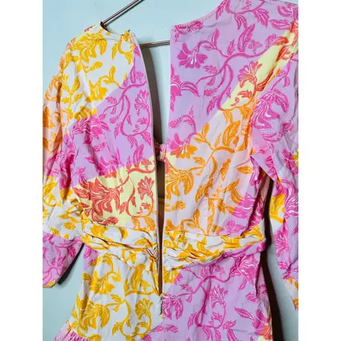 DEREK LAM 10 CROSBY X RTR Multicolor Floral Hourglass Cutout Mini Dress Size 46