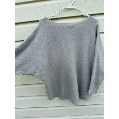 Sioni Style Dolman 3/4 Sleeve Knit Sweater Ribbed Gray Pullover Top Size XLarge