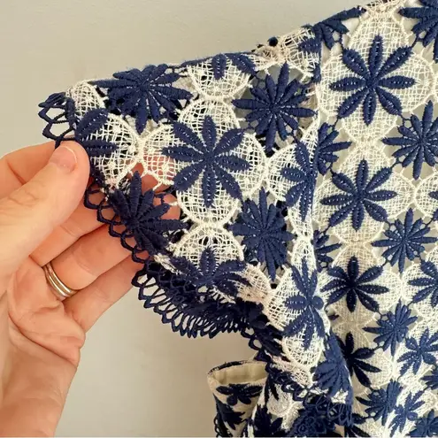 Shoshanna NWT  Kassia Mini Dress Navy Ivory Lace Size 10