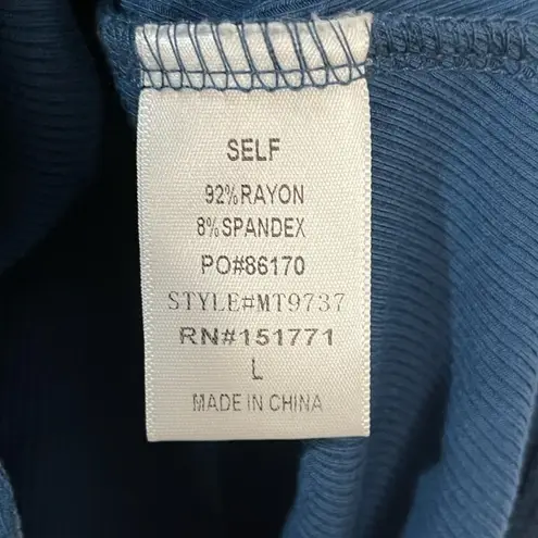 Shop Priceless Teal blue sleeveless ribbed bodysuit