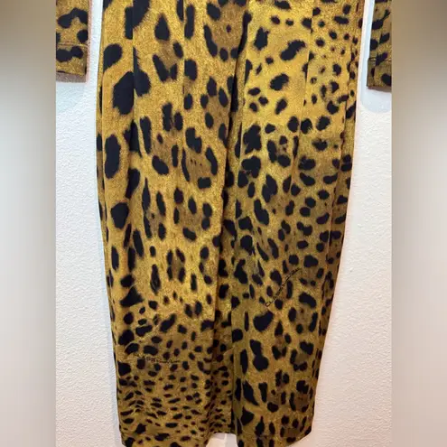 Roberto Cavalli Class Y2K Leopard Jaguar Skin Print Bodycon Midi Dress Size 6