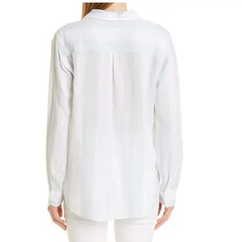 Rails Women's Charli Awning Stripe Linen Blend Blouse, Large, White/Blue, NWT