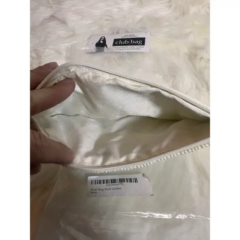 New: Bamboo Trading Co. Women's White Gold Beaded Crossbody Mini Bag/Wristlet