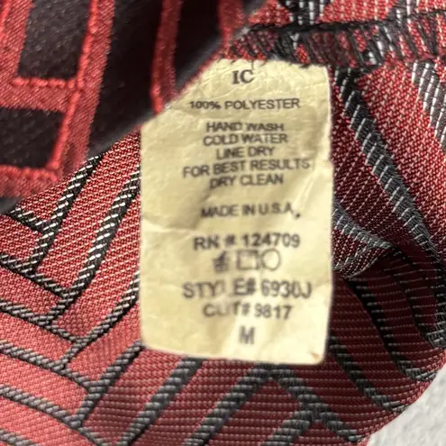 IC by Connie K Jacket Womens Medium Black Red Geometric Asymmetrical Lagenlook