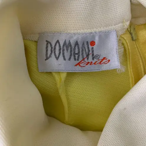 Vintage 60s 2 Piece Stretch Knit Pant Set S Yellow High Neck Pockets Zipper Size undefined