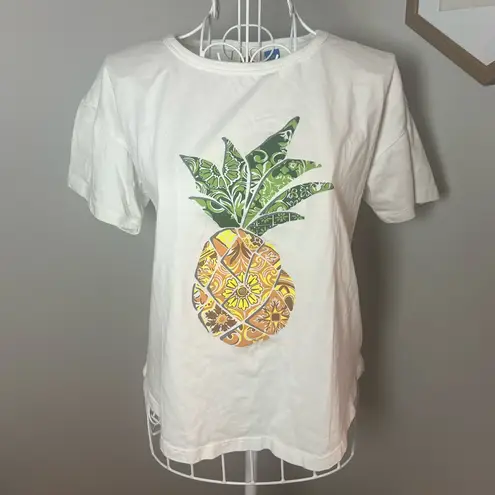 Farm Rio x Anthropolgie Pineapple Graphic White Cotton Short Sleeve Tee Size SP