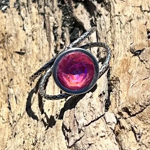 Handcrafted sparkly ring made with Swarovski crystal adjustable fit Silver