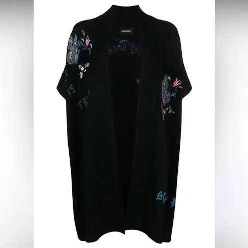 Zadig & Voltaire Indiany Embroidered Cashmere Cardigan Multicolor One Size EUC