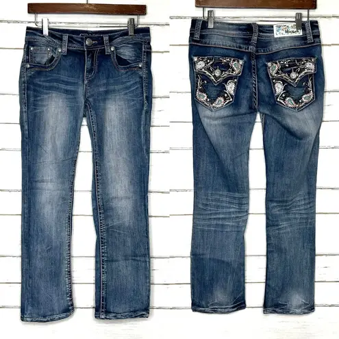 GRACE IN LA Jeans Straight Cropped Embellished Size 27