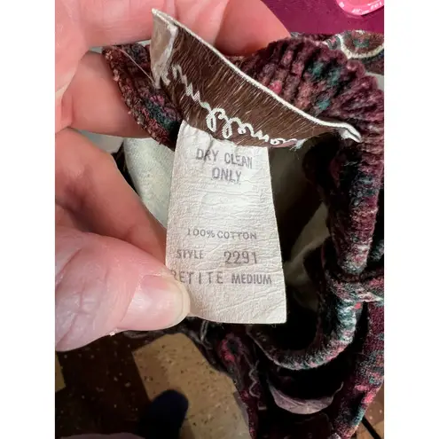 skirt velour paisley Aline maroon wine pink Red Size L