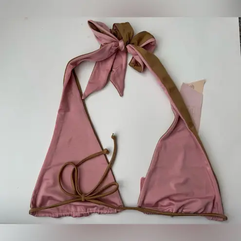 NWT We are HAH XL Free People Reversible Top Swim Dusty Rose Shroom Combo Size S Tan