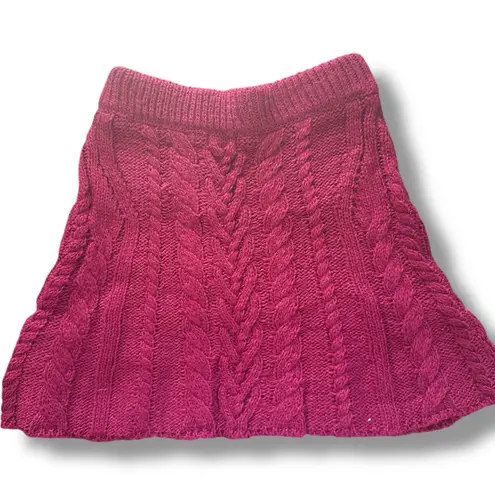 For Love & Lemons Magenta Cable Knit Layton Mini Skirt S
