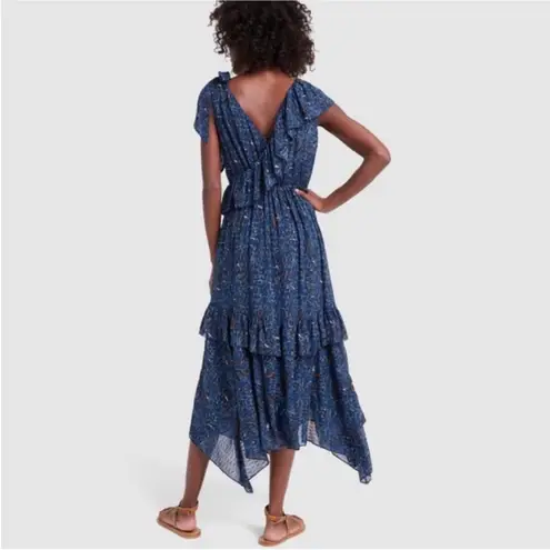 Ulla Johnson Dania Ruffled Midi Dress Handkerchief Hem Floral Asymmetric Size 2